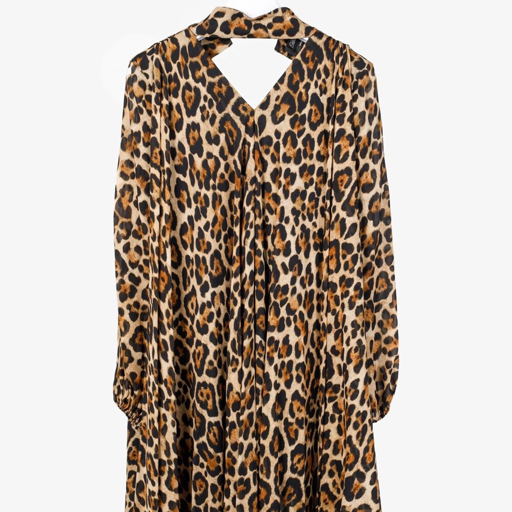 Blumarine PF/21 Leopard-Print Cut-Out Pleated Mini Dress - Picture 3 of 12